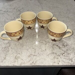 4 Ltd Commodities Coffee Cup Mug Set Star And Berries Cream Red 12 Oz